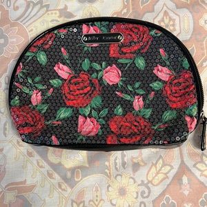 Betsey Johnson sequined floral cosmetic bag